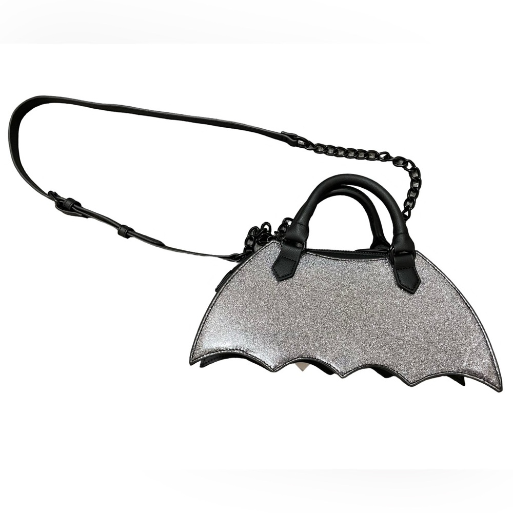 Betsey Johnson Glitter Bat Silver Crossbody Bag